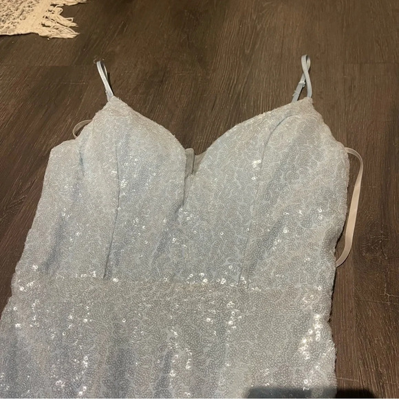 Windsor Lizza Formal Sequin Slit Long Dress in Light Blue Prom Bridesmaid - Picture 13 of 13